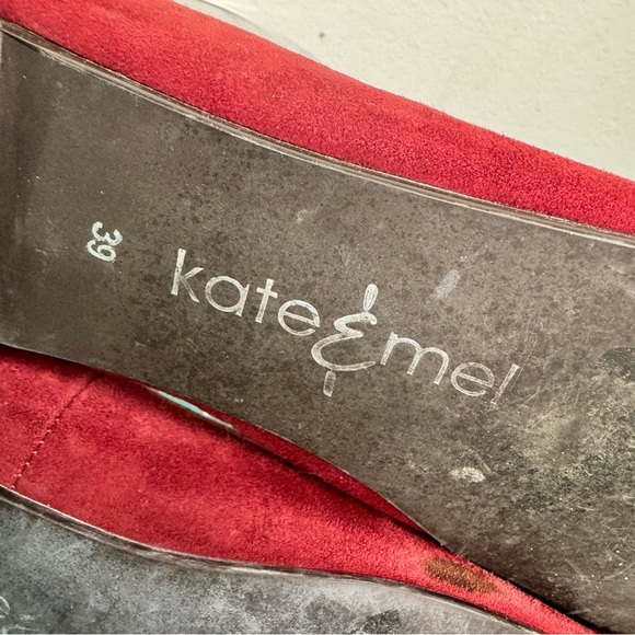 Kate & Mel Burgundy Red Leather Suede Slip On Flat Loafers Size 39 - Picture 7 of 11